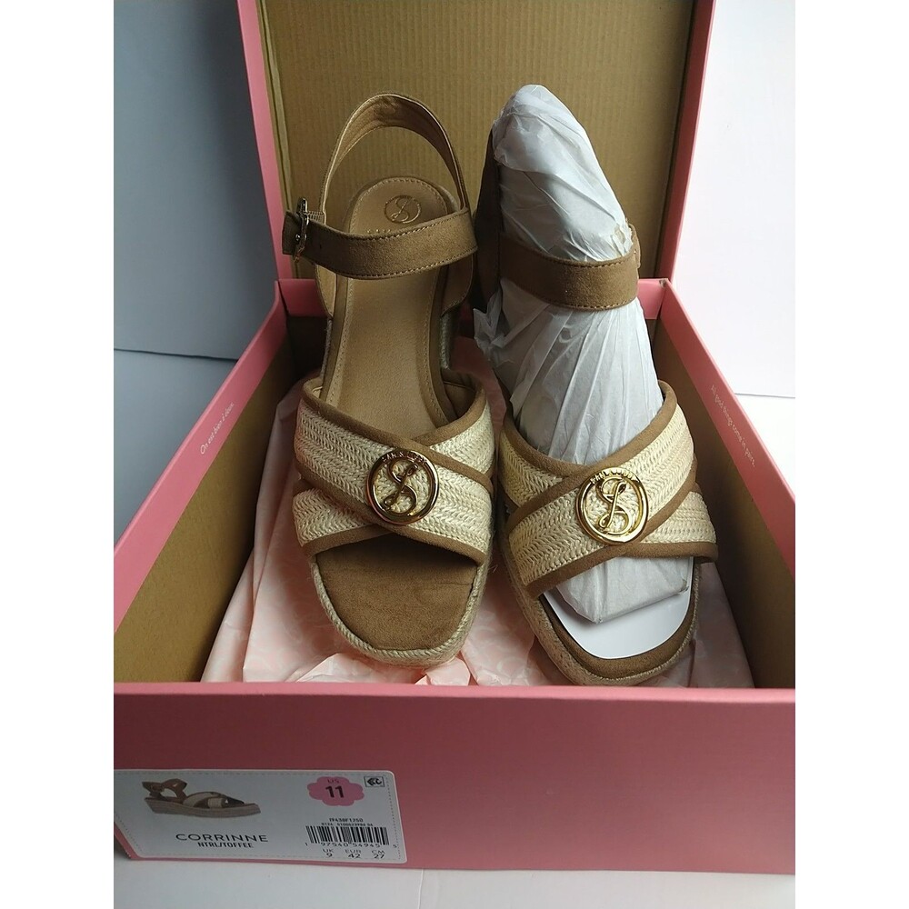 Sam & Libby Women's Corrinne Wedge Sandal, US 9 Corrinne natural toffee strap